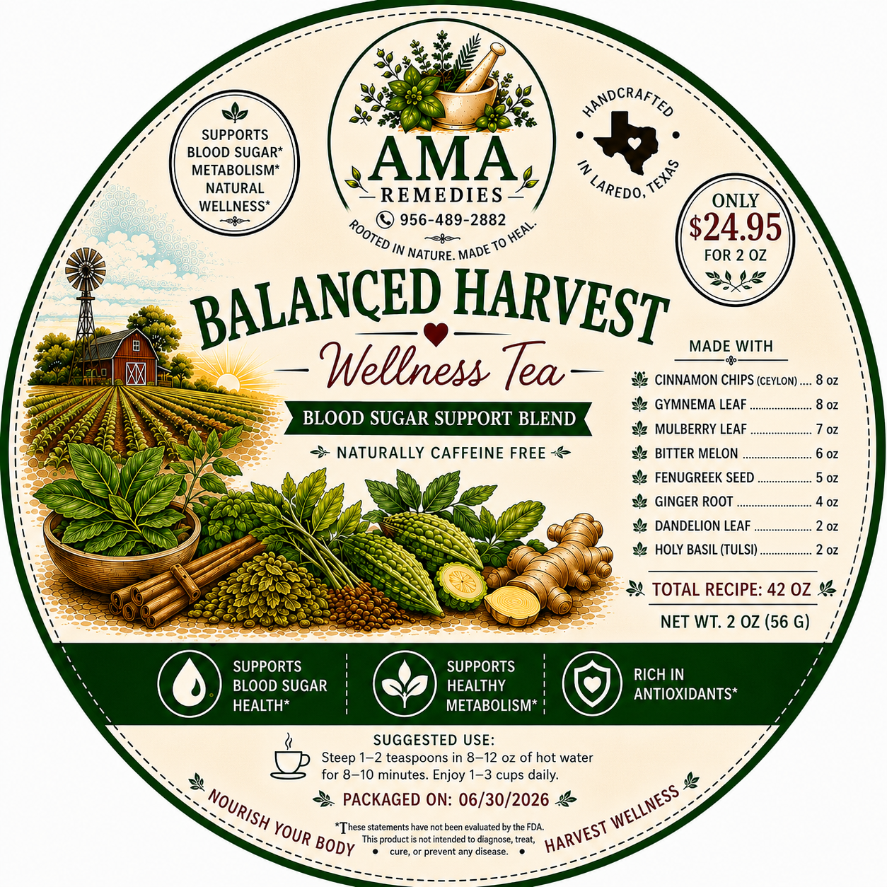 Balanced Harvest Wellness Tea — Blood Sugar Support Blend